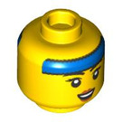 LEGO Yellow Police Cadet, Female (Long Black Hair with Braids) Minifigure Head (Recessed Solid Stud) (3626 / 101374)