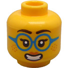 LEGO Yellow Police Cadet, Female (Swept Fringe with Ponytail) Minifigure Head (Recessed Solid Stud) (3626 / 101372)