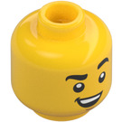 LEGO Gul Polis Cadet, Man (Spikar Hår) Minifigur Huvud (Infälld solid knopp) (3626 / 101373)