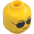 LEGO Amarillo Agente de policía Cabeza con Negro Gafas de sol (Espiga sólida hueca) (3626 / 21023)