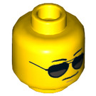LEGO Yellow Police Officer Head with Black Sunglasses (Recessed Solid Stud) (3626 / 21023)