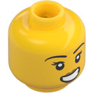 LEGO Gul Polis Minifigur Huvud (Infälld solid knopp) (3626 / 66156)