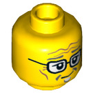 LEGO Yellow Postman Head with Grey Hair and Glasses (Recessed Solid Stud) (3626 / 23215)