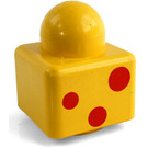 LEGO Geel Primo Steen 1 x 1 met 3 Rood Circles (31000)