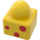 LEGO Geel Primo Steen 1 x 1 met Duplo Bunny logo en 3 Rood spots Aan Tegenoverliggende zijden (31000)