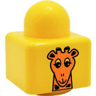 LEGO Žlutá Primo Kostka 1 x 1 s Giraffe Hlava a Palm Strom Horní (31000 / 82408)