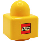 LEGO Geel Primo Steen 1 x 1 met LEGO logo Aan Tegenoverliggende zijden (31000)