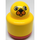 LEGO Yellow Primo Round Rattle 1 x 1 Brick with Red Base and Animal Face (31005)