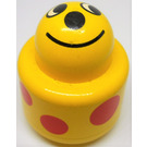 LEGO Amarillo Primo Circular Rattle 1 x 1 Ladrillo con Rojo Spots y Cara Patrón (31005 / 75592)