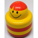 LEGO Gelb Primo Runden Rattle 1 x 1 Backstein mit rot Streifen, Smiley Gesicht und rot oben (31005)