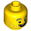 LEGO Yellow Prospector Head, One Missing Tooth, One Golden Tooth, Stubble Beard (Recessed Solid Stud) (3626 / 18193)