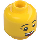 LEGO Giallo Queasy Uomo Minifigure Testa con sorriso (bottoncino pieno incassato) (17956 / 23102)