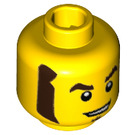 LEGO Gul Race Bil Guy Minifigur Huvud (Infälld solid knopp) (3626 / 38205)