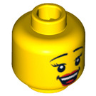 LEGO Gelb rot Cheerleader Kopf (Sicherheitsbolzen) (3626 / 10776)