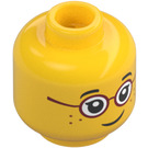 LEGO Żółty Czerwony Okulary Minifigurka Głowa (wpuszczany solidny wypustek) (3626 / 26882)