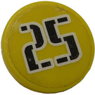 LEGO Yellow Roadsign Clip-on 2 x 2 Round with '25' Sticker (30261)