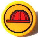 LEGO Yellow Roadsign Clip-on 2 x 2 Round with Red Construction Helmet Sticker (30261)
