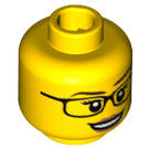 LEGO Yellow Scientist Head With Glasses (Recessed Solid Stud) (3626 / 14606)