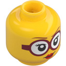 LEGO Yellow Shirley Keeper Plain Head With Dark Red Glasses (Recessed Solid Stud) (3626 / 73965)