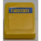 LEGO Gelb Steigung 1 x 1 (31°) mit Blau 'KYOTO' auf Gelb Background, Blau Stripe Aufkleber (50746)