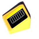 LEGO Geel Helling 1 x 1 (31°) met Zilver Rooster Aan Zwart (Links) Sticker (35338)