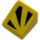 LEGO Geel Helling 1 x 1 (31°) met Triangle Sunburst (Rechtsaf) Sticker (50746)