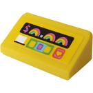 LEGO Jaune Pente 1 x 2 (31°) avec '$', Rainbow, Cœur et Buttons sur une Jaune Background Autocollant (85984)