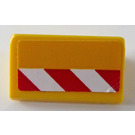 LEGO Jaune Pente 1 x 2 (31°) avec rouge et blanc Danger Rayures - La gauche Côté Autocollant (85984)