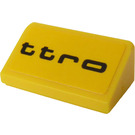 LEGO Gelb Steigung 1 x 2 (31°) mit ttro Aufkleber (85984)