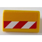 LEGO Gelb Steigung 1 x 2 (31°) mit Weiß und rot Danger Streifen - Recht Seite Aufkleber (85984)