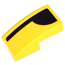 LEGO Yellow Slope 1 x 2 Curved with Black Decor right  Sticker (11477)