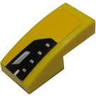 LEGO Geel Helling 1 x 2 Gebogen met Chevrolet Corvette Upper Koplamp Model Links Kant Sticker (11477)