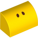 LEGO Gelb Steigung 1 x 2 Gebogen mit Nustril dots (37352 / 95082)
