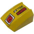 LEGO Yellow Slope 1 x 2 x 2 Curved with '5' and 'RETOUR' and 'ENgyne' Left Sticker (30602)