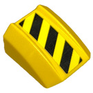 LEGO Geel Helling 1 x 2 x 2 Gebogen met Zwart en Geel Danger Strepen (Links Kant) Sticker (4973)