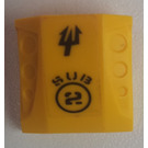LEGO Yellow Slope 1 x 2 x 2 Curved with Dimples with 'SUB 2' Sticker (44675)