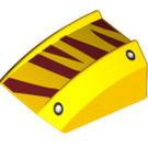 LEGO Yellow Slope 1 x 2 x 2 Curved with Rivets and Dark Red Tiger Stripes (30602 / 73798)
