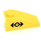 LEGO Yellow Slope 1 x 3 (25°) with Black Arrows and Circle (Right) Sticker (4286)