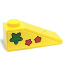 LEGO Geel Helling 1 x 3 (25°) met Green en Rood Stars Links Sticker (4286)
