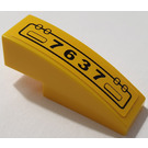LEGO Yellow Slope 1 x 3 Curved with '7637' Sticker (50950)