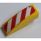 LEGO Geel Helling 1 x 3 Gebogen met Danger Strepen (Links) Sticker (50950)