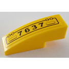 LEGO Yellow Slope 1 x 3 Curved with Hatch and '7637' Sticker (50950)