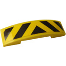 LEGO Yellow Slope 1 x 4 Curved Double with Yellow and Black Danger Stripes Sticker (93273)