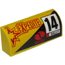 LEGO Yellow Slope 1 x 4 Curved with "14 RALLY", "EXPEDITE" and Octan Logo - Left Side Sticker (6191)
