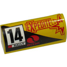 LEGO Yellow Slope 1 x 4 Curved with "14 RALLY", "EXPEDITE" and Octan Logo - Right Side Sticker (6191)