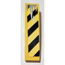 LEGO Yellow Slope 1 x 4 Curved with Black and Yellow Danger Stripes and Silver Splatters (Model Right) Sticker (11153)