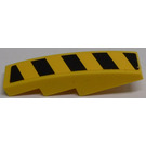 LEGO Geel Helling 1 x 4 Gebogen met Zwart en Geel Strepen Model Links Kant Sticker (11153)