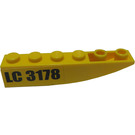 LEGO Yellow Slope 1 x 6 Curved Inverted with 'LC 3178' Sticker (41763)