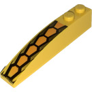 LEGO Gelb Steigung 1 x 6 Gebogen mit Repeating Hexagonal Scale Muster (41762)