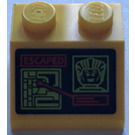 LEGO Geel Helling 2 x 2 (45°) met "ESCAPED", Joker Gezicht en Computer Screen Sticker (3039)